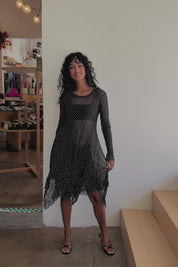 Black Polka Dot Mesh Dress
