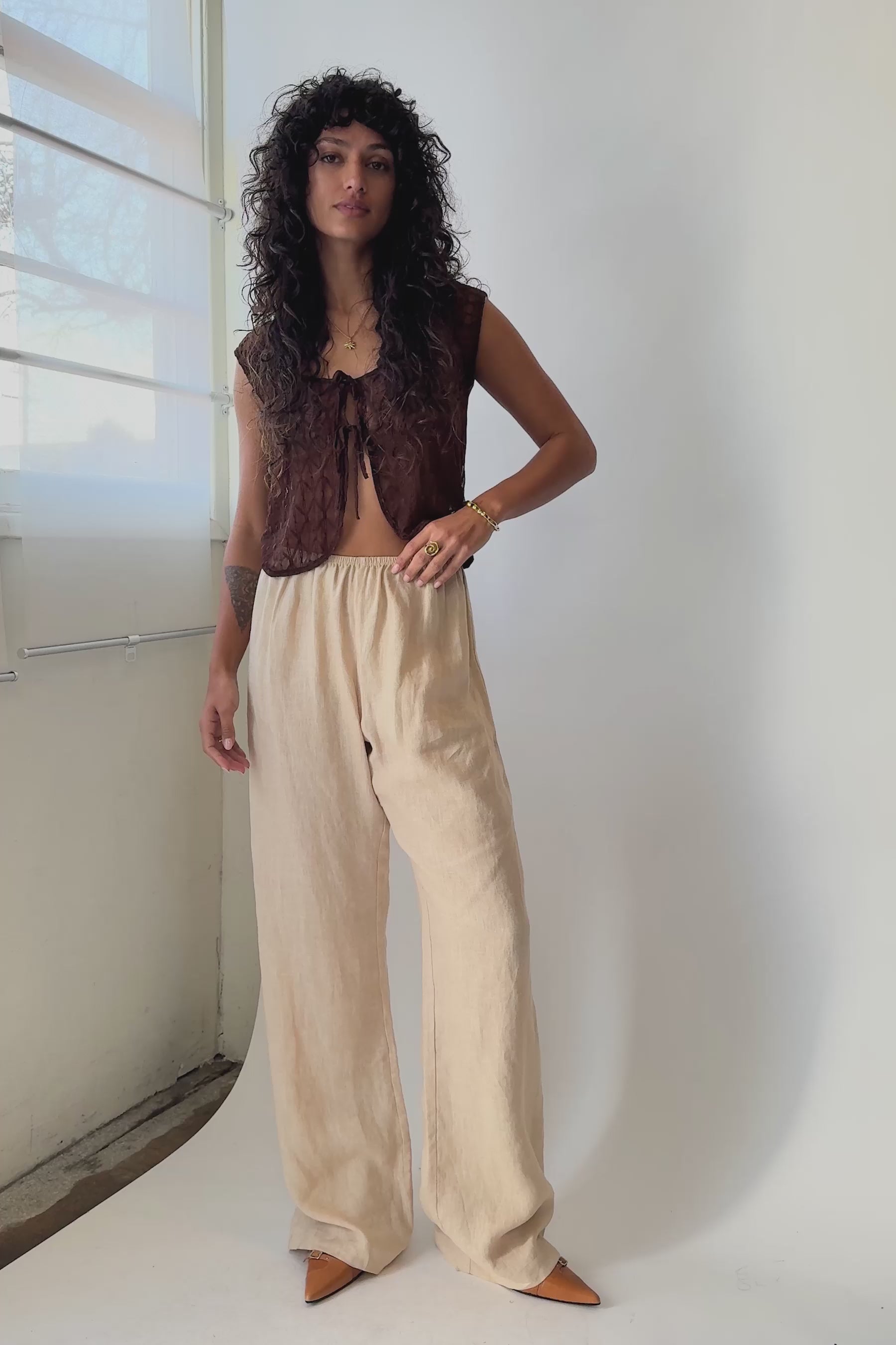 Sesame Linen Simple Pant