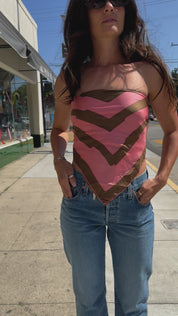 Pink + Brown Abstract Squares Scarf