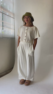 Boucle White Delilah Pant