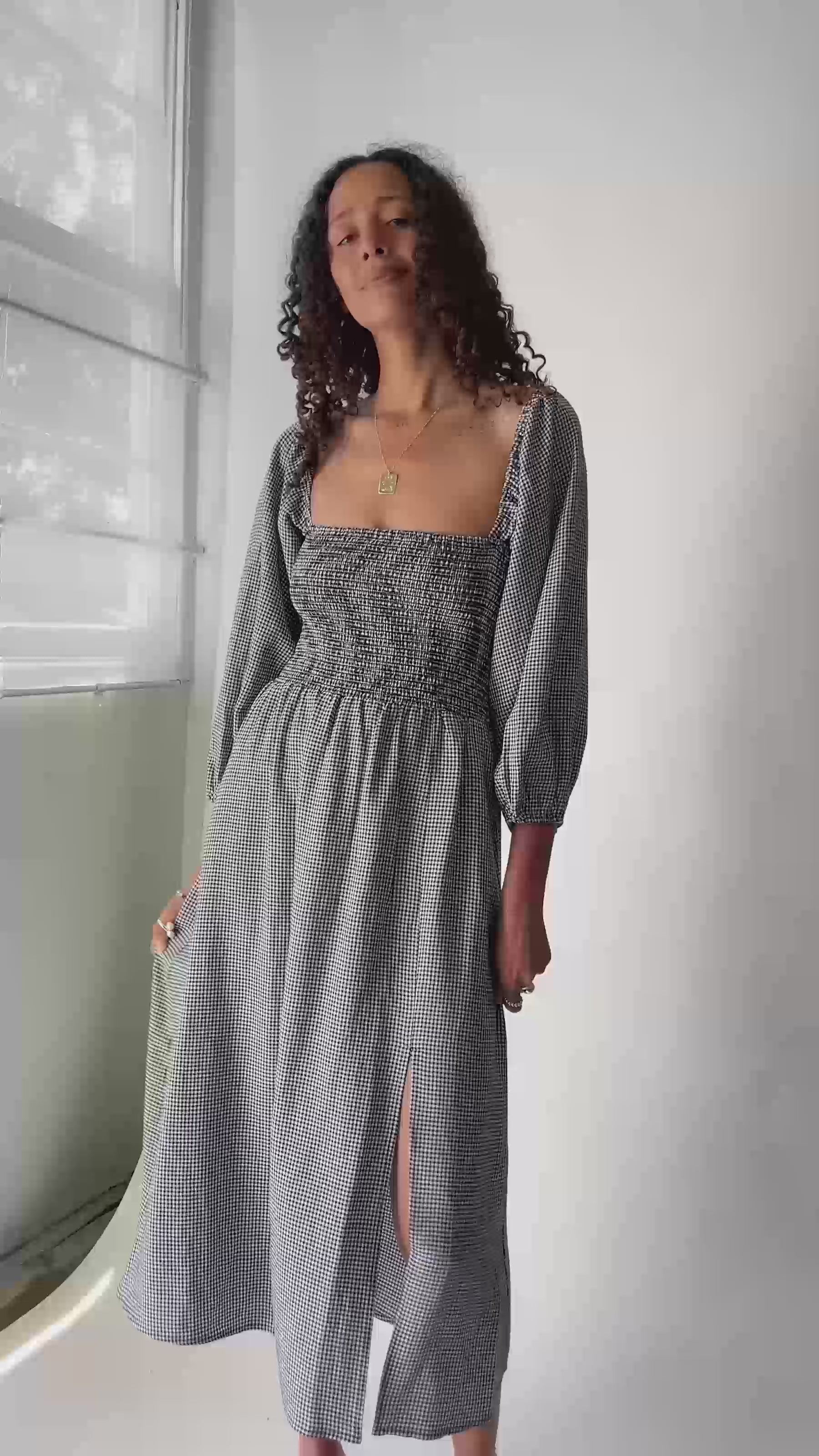Black Gingham Sidney Dress