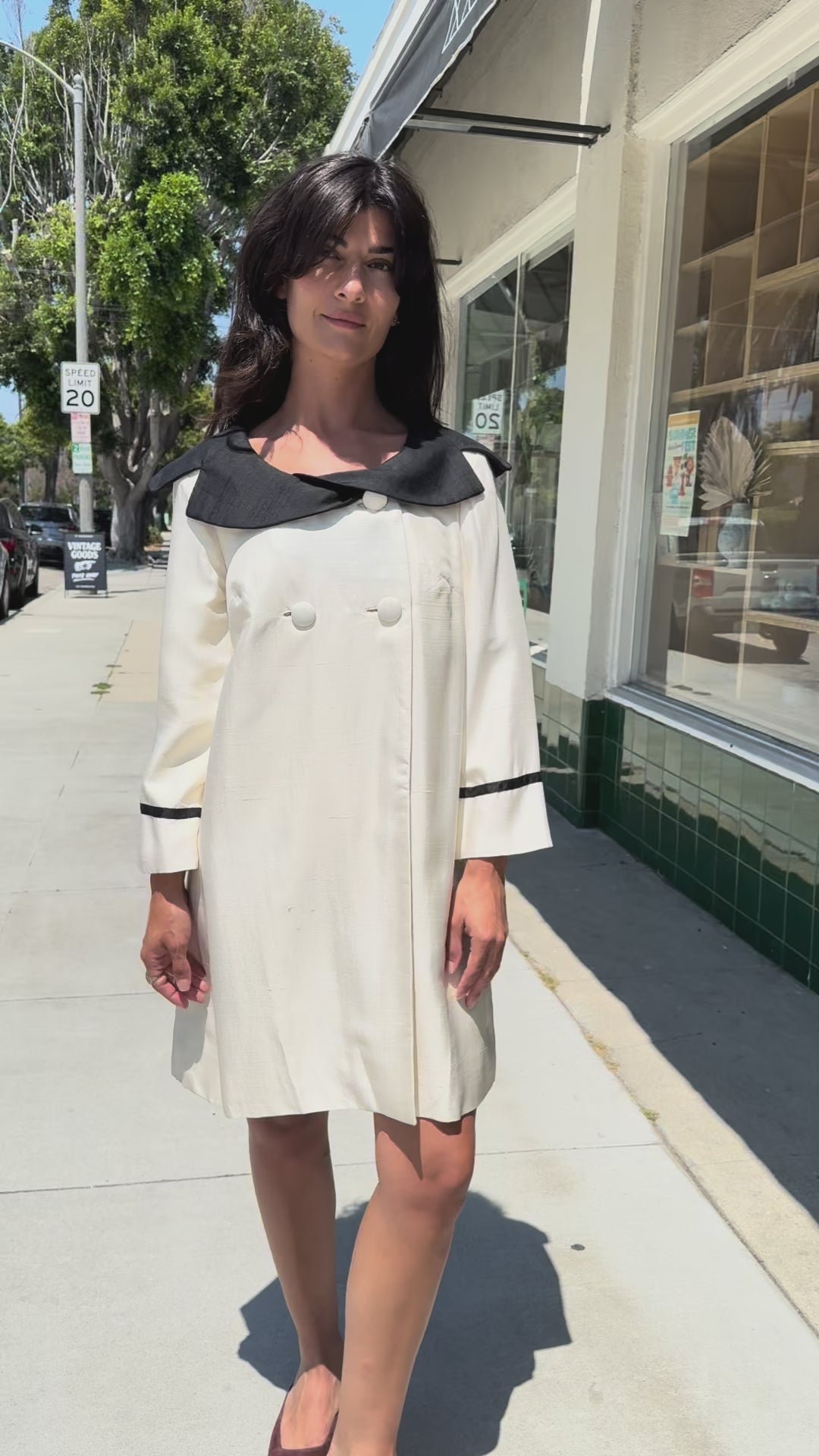 Ivory + Black Silk Coat