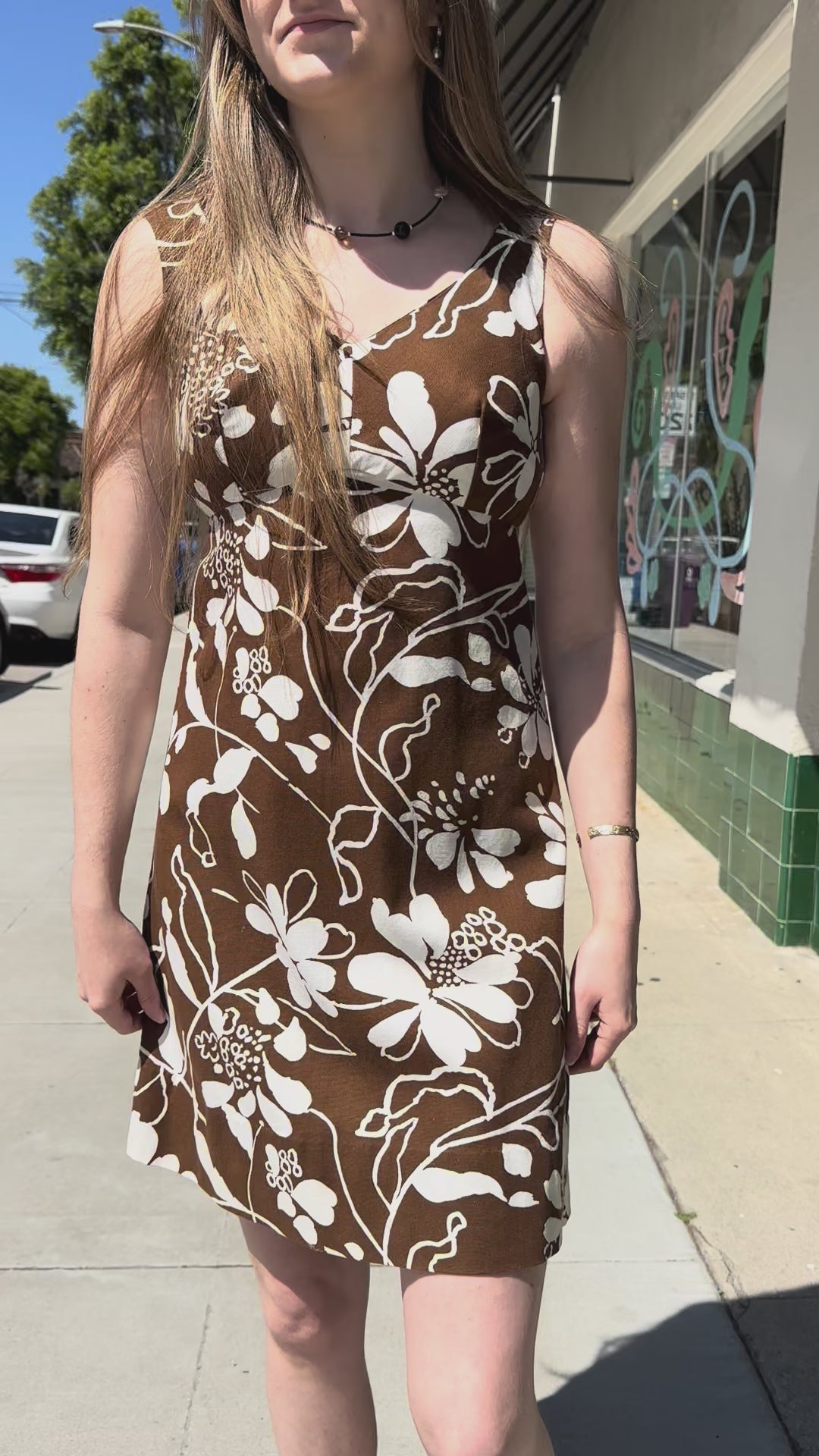 Brown Hawaiian Mini Dress