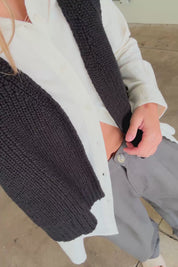 Black Cotton Granny Sweater Vest