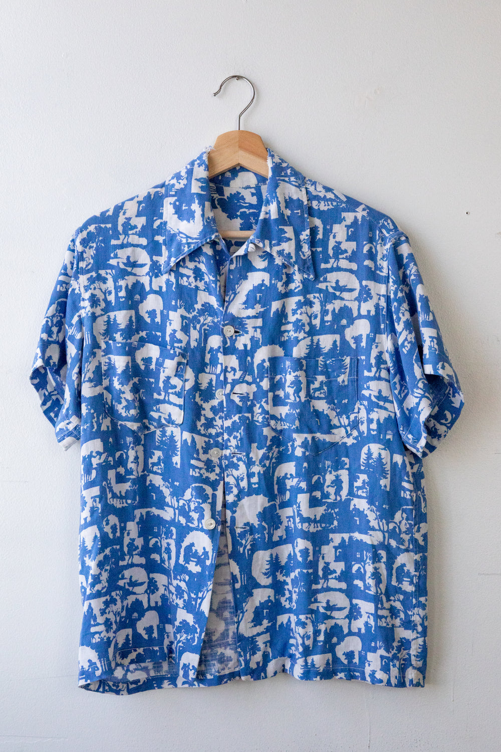 Scenic Print Linen Button Up