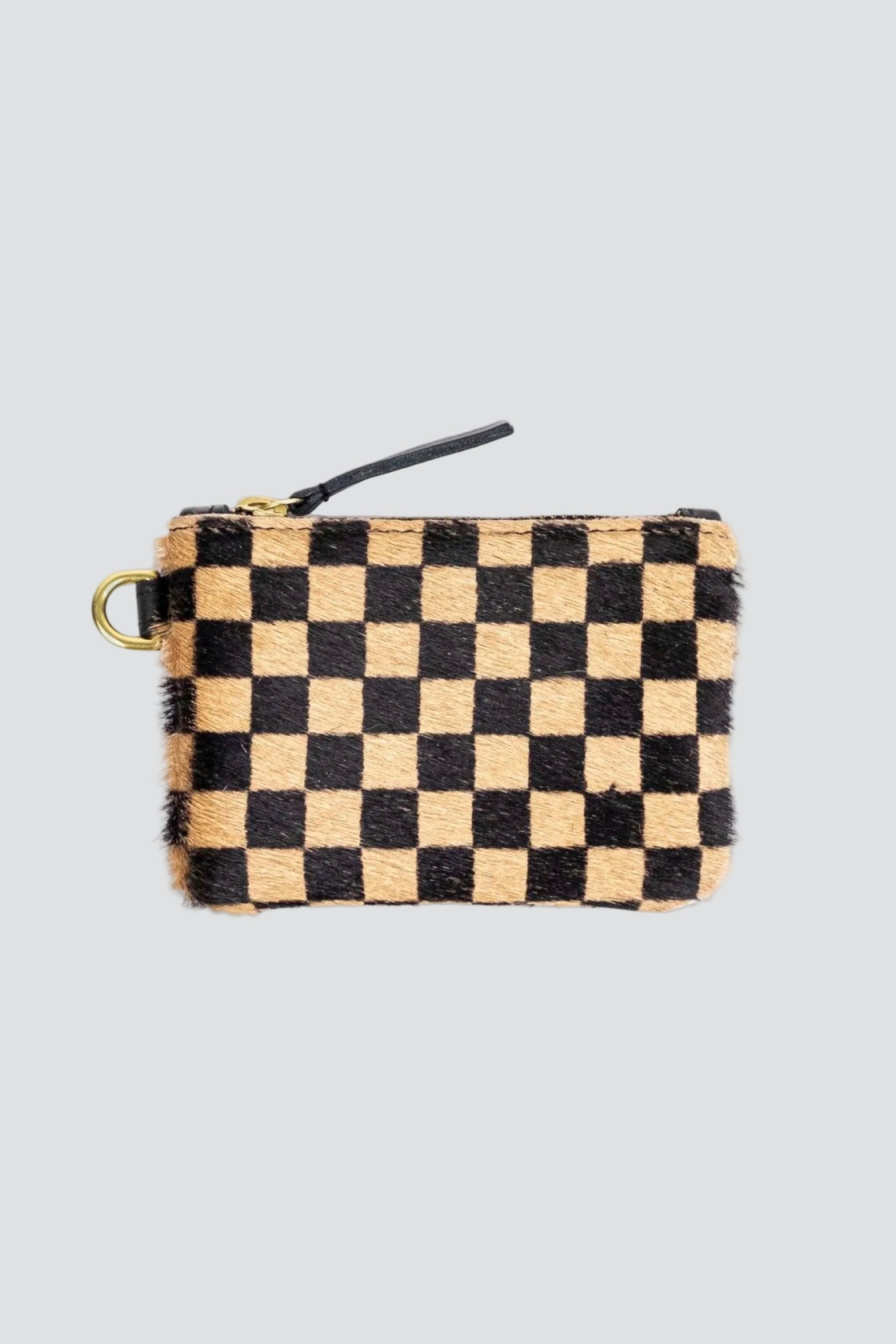 Tan Check Coin Pouch