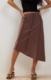 Deep Taupe Karlesa Midi Skirt