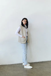 Natural Sleeveless Cardigan