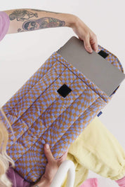 Lavender Trippy Checker Puffy Laptop Sleeve