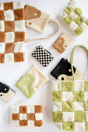 X Prism Cognac + White Checkered Patchwork Tote