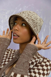 Brown + White Georgia Knit Bucket