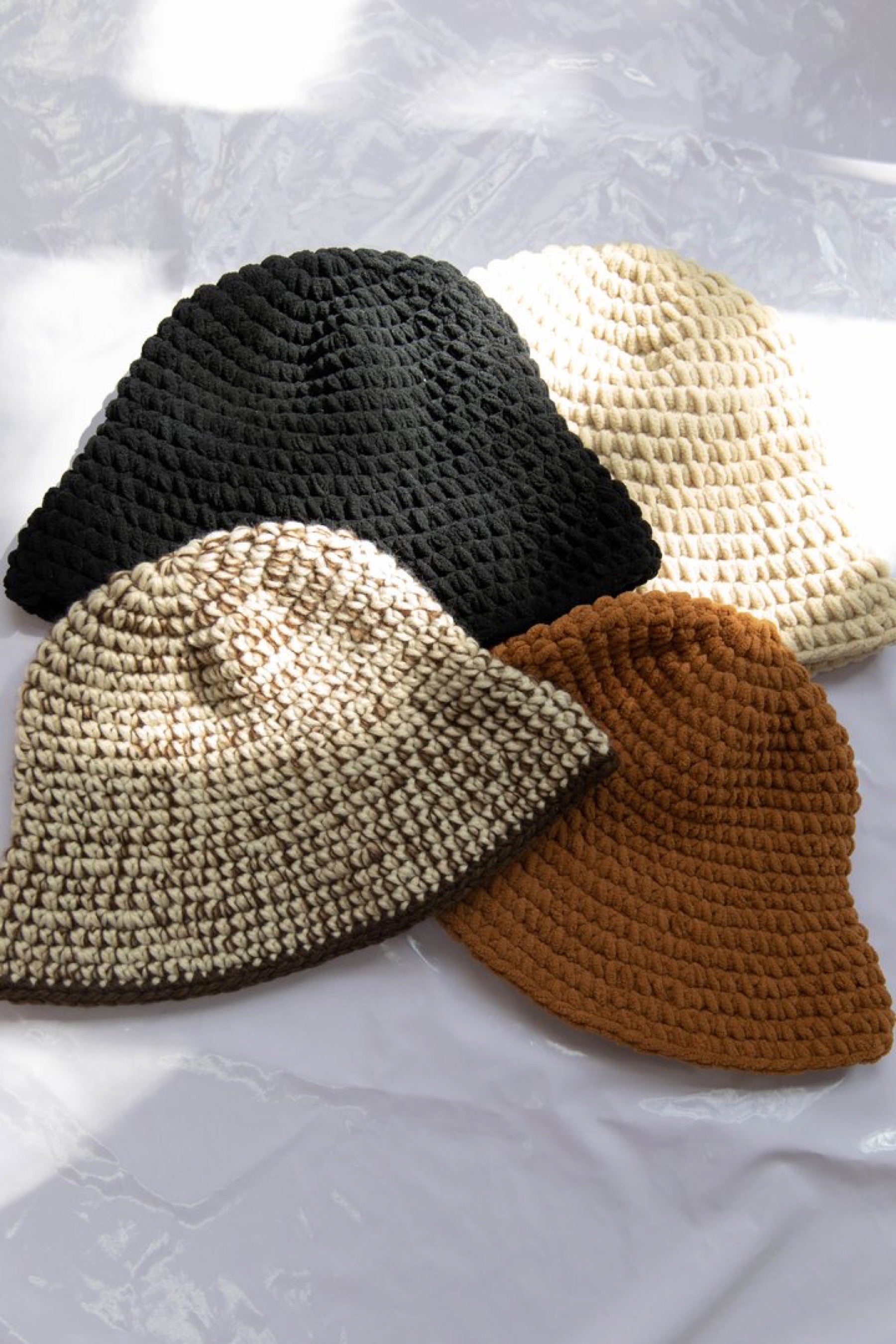 Brown + White Georgia Knit Bucket