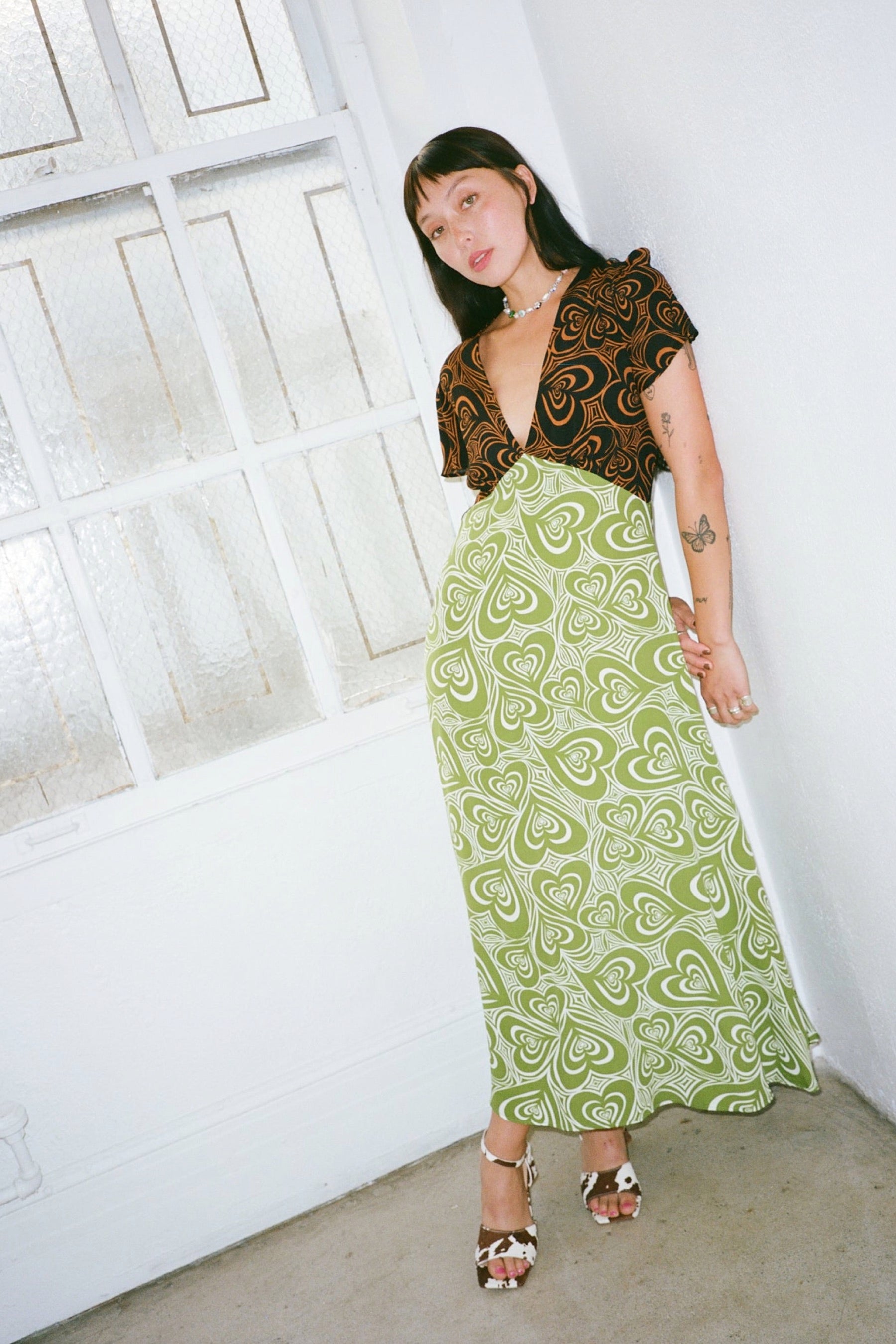 Brown+ Green Wild Hearts Grace Dress