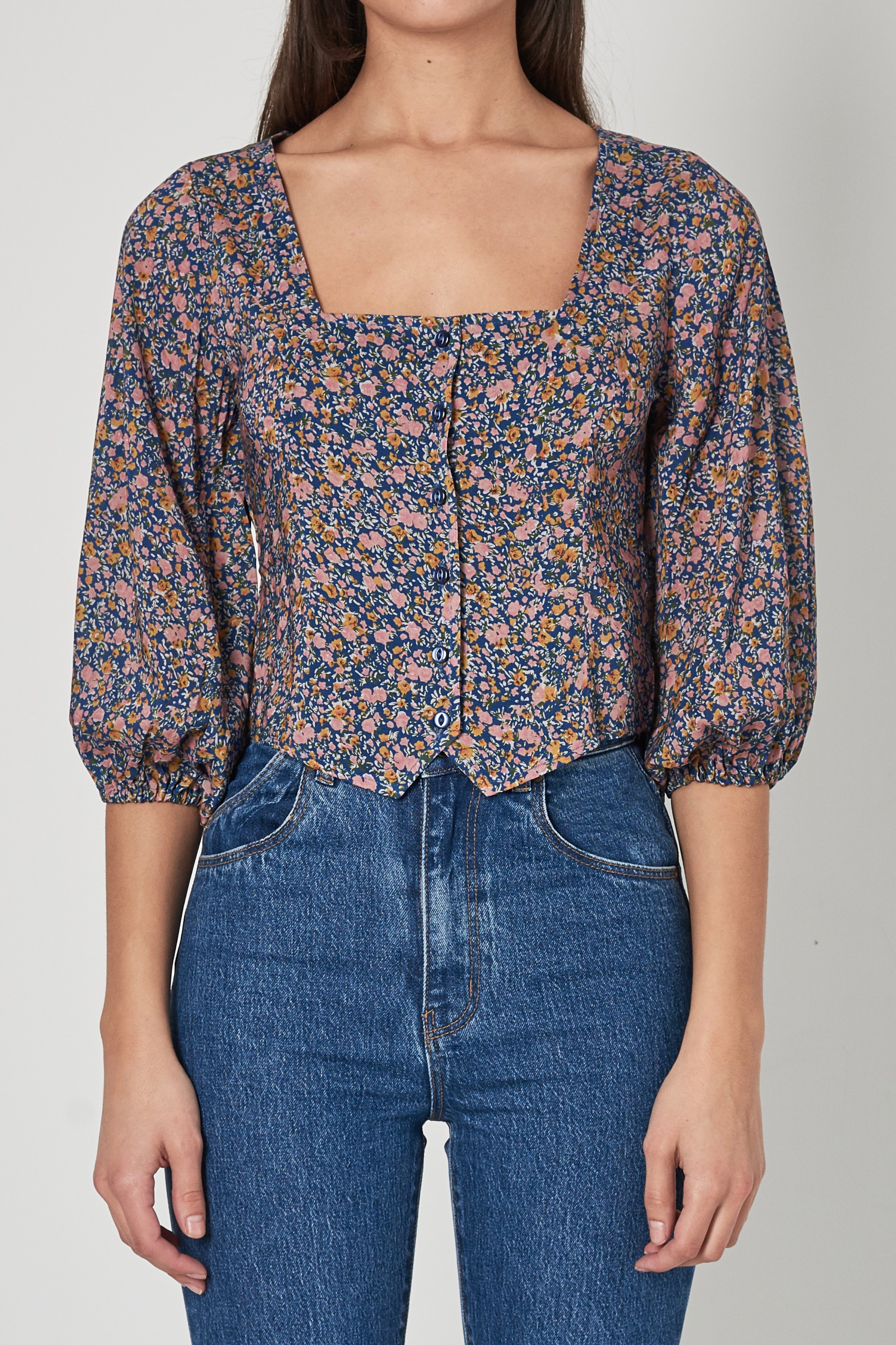 Blue Roxanne Coast Floral Blouse