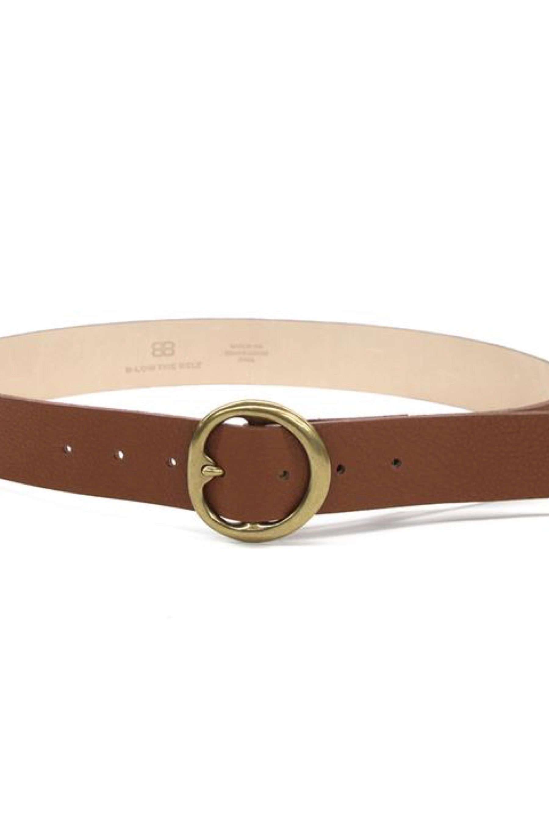 Camel + Brass Baby Bell Bottom Belt