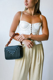 Black Channel Quilted Midi Sac