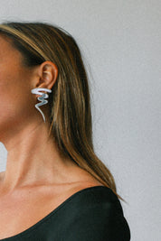 Large Silver Squiggle Earrings