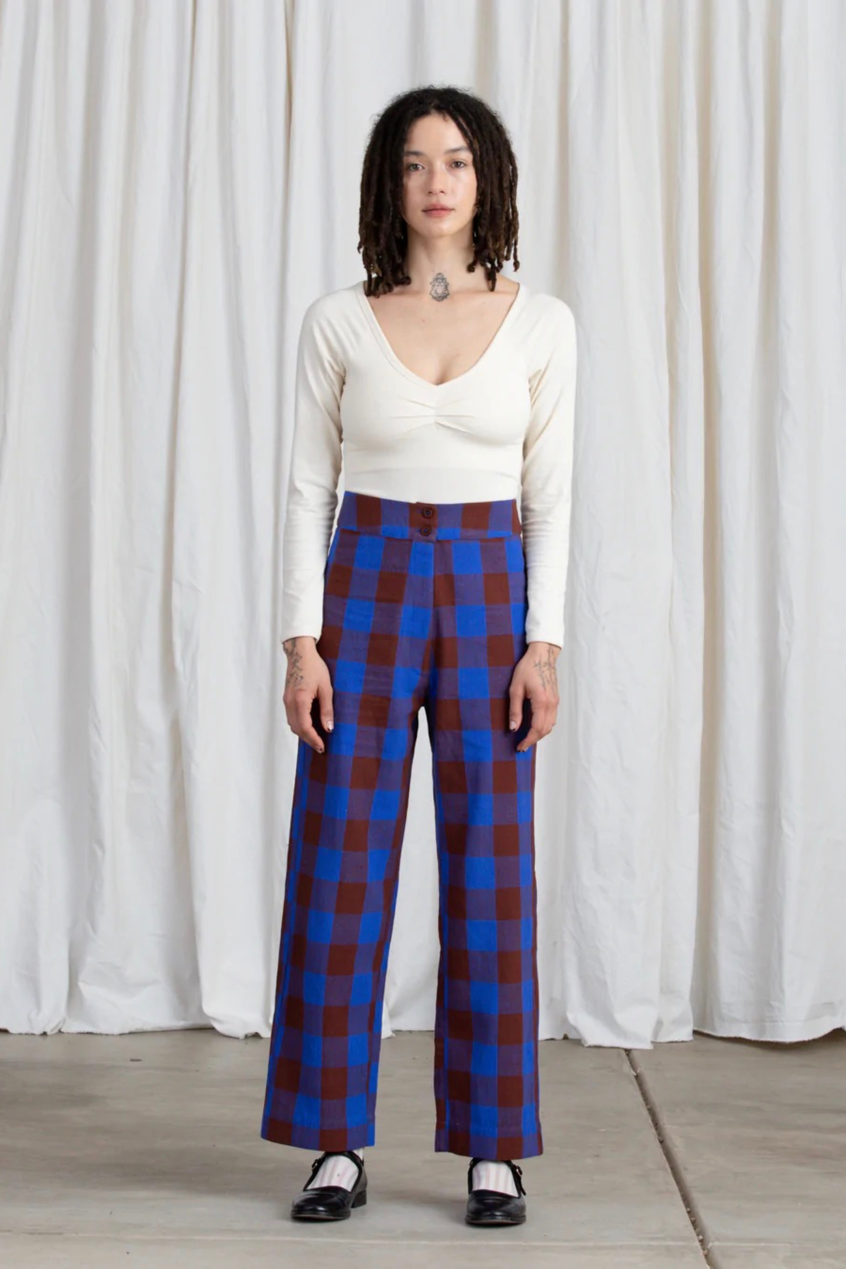 Rust + Cobalt Silk Pant