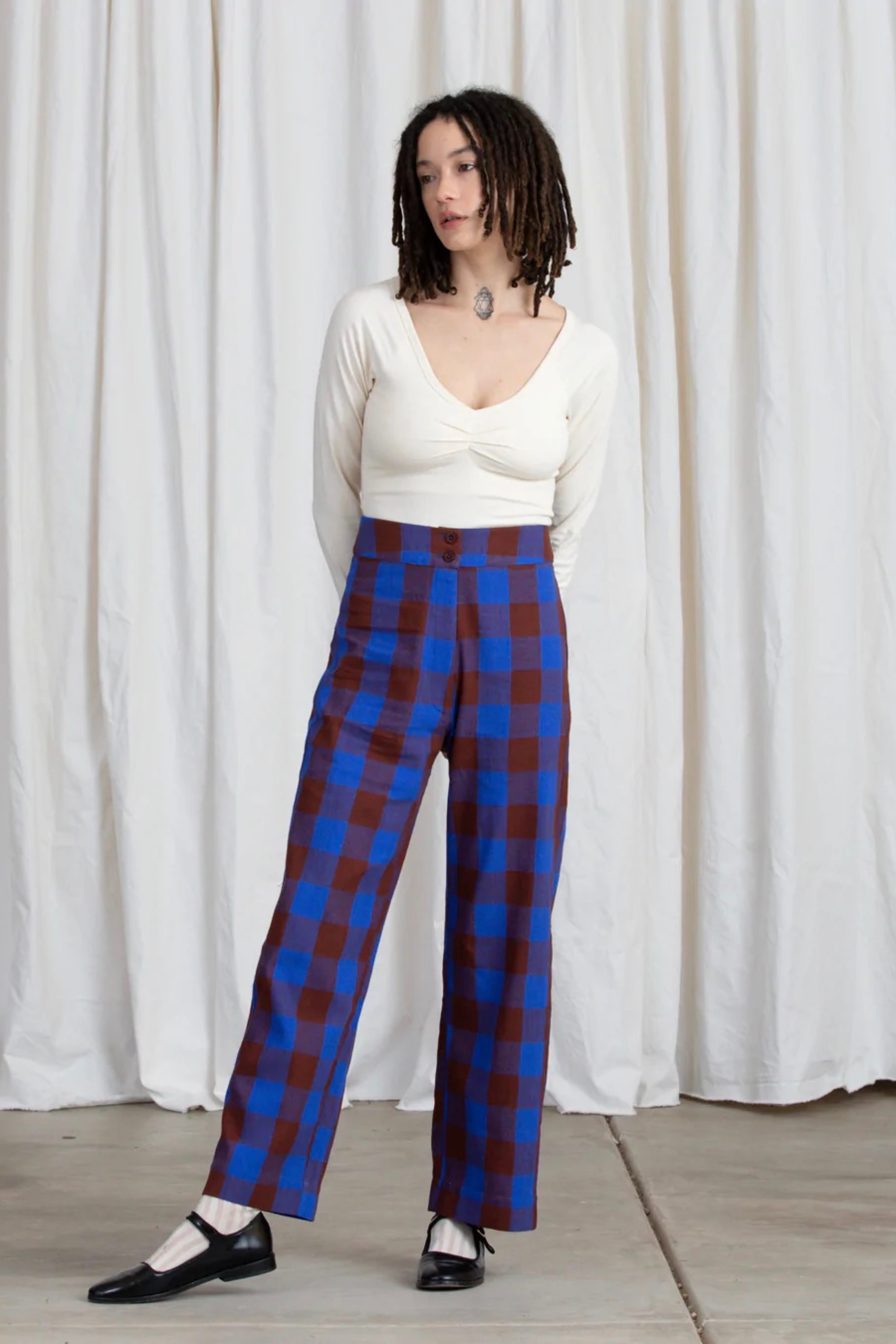 Rust + Cobalt Silk Pant