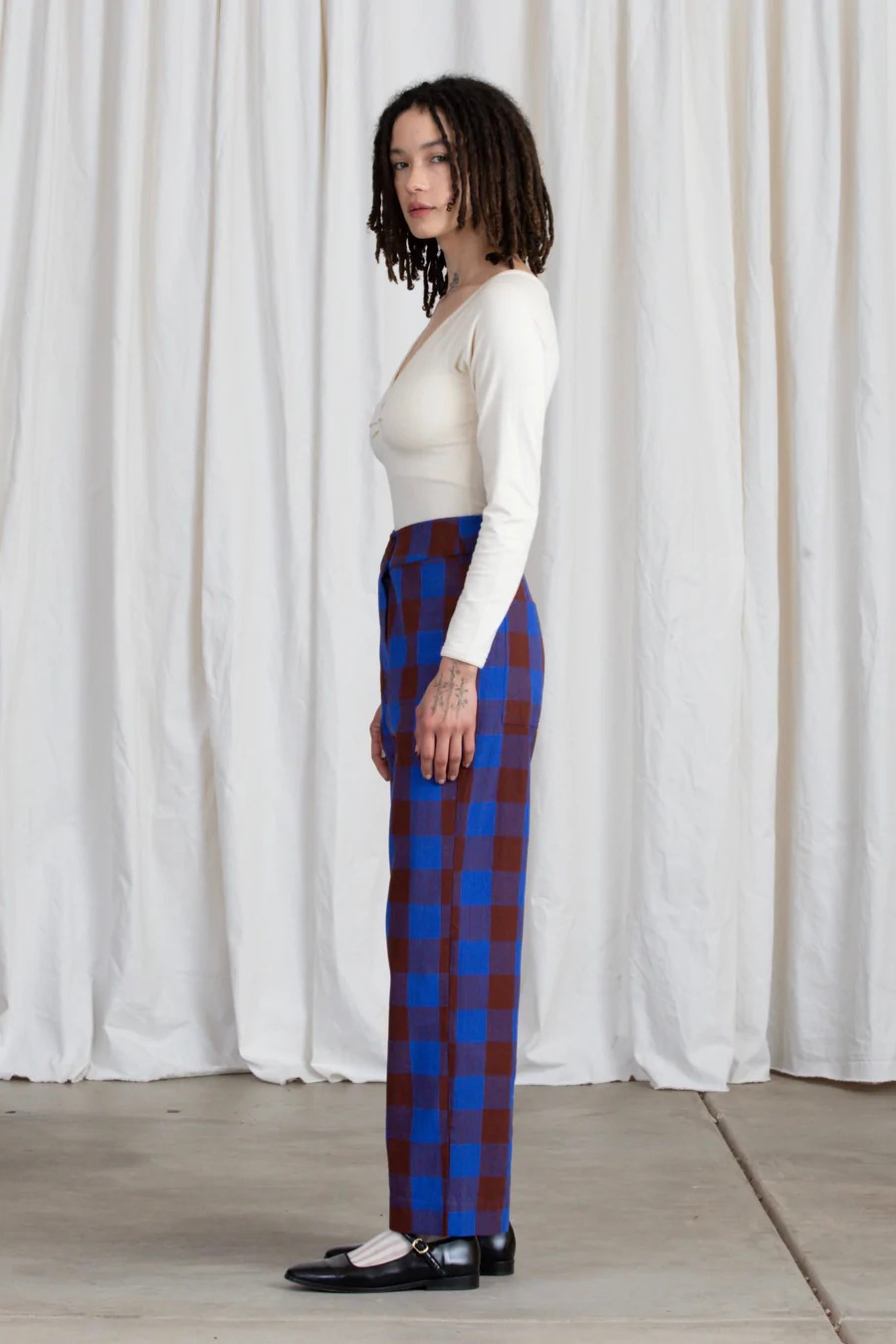 Rust + Cobalt Silk Pant