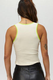 Sand Contrast V-Neck Tank