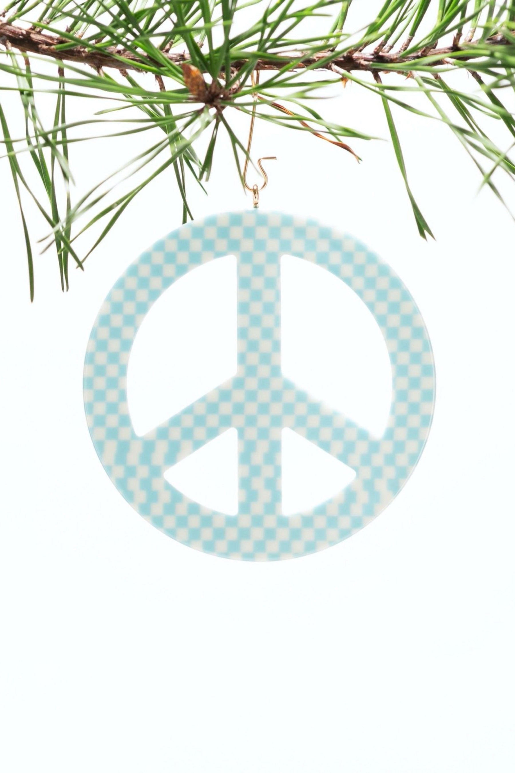 Blue Checker Peace Ornament