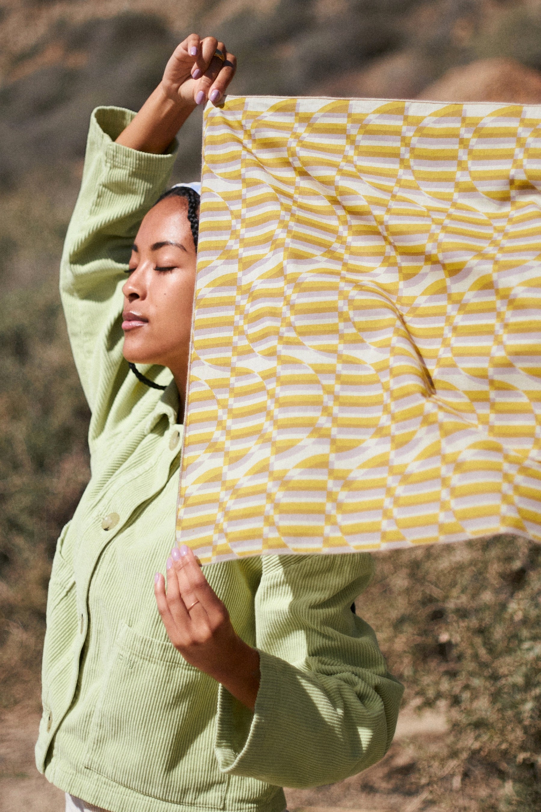 Violet Ochre Optic Wave Bandana