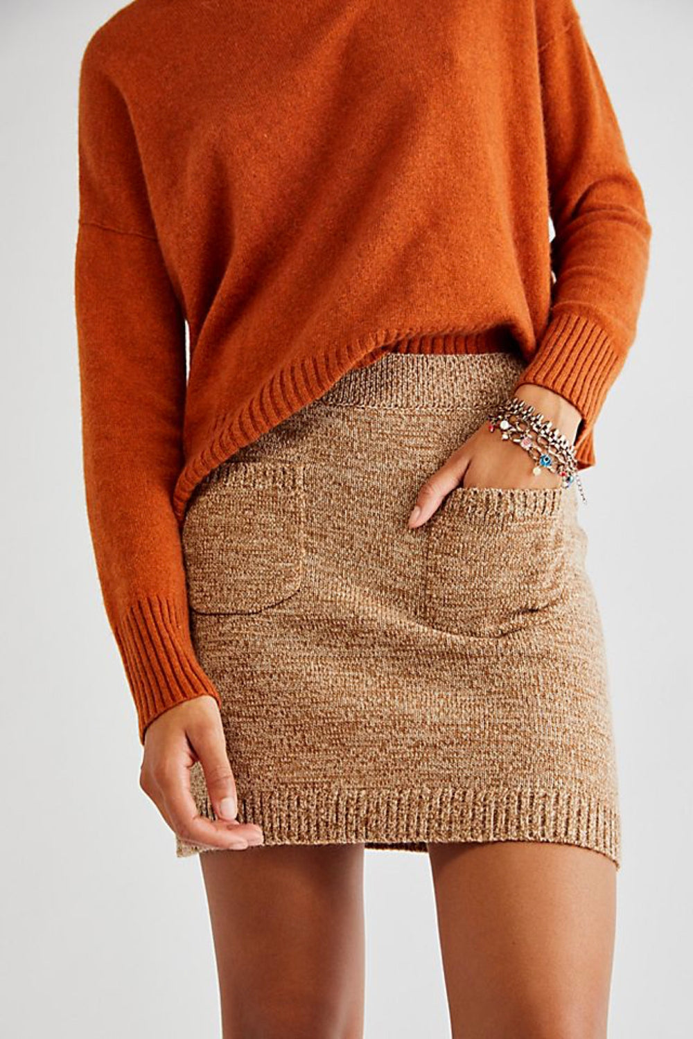 Chestnut Viola Sweater Mini Skirt
