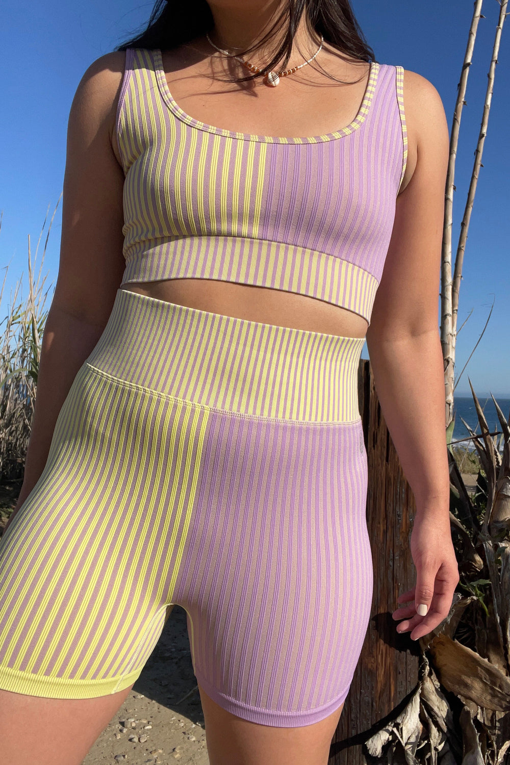 Yellow Purple Stripe Mix Bra