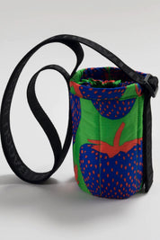 Electric Strawberry Cobalt Puffy Water Bottle Sling