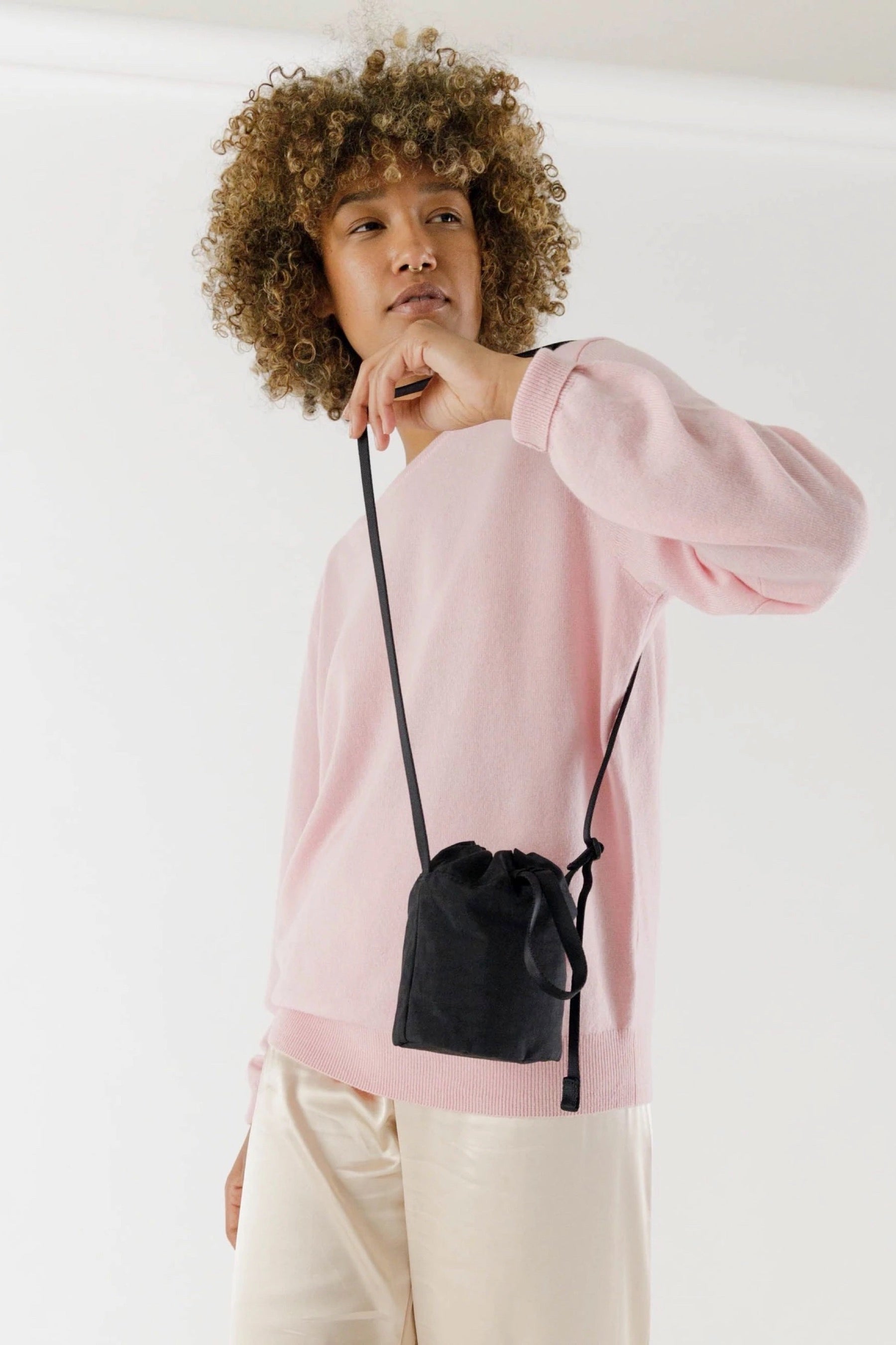 Black Mini Nylon Bucket Bag