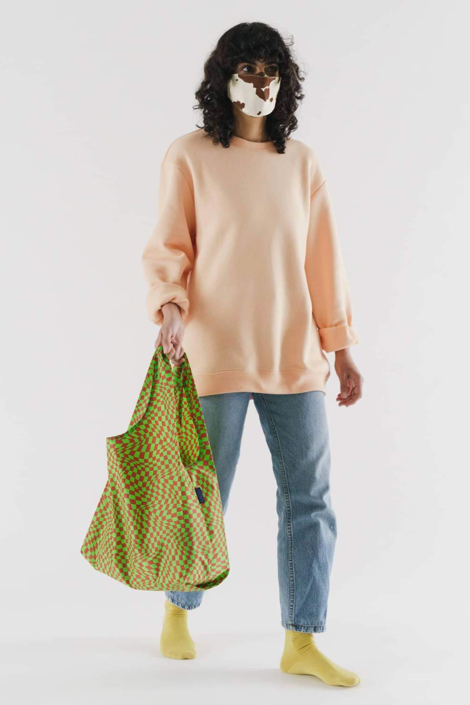 Green Trippy Checker Baggu
