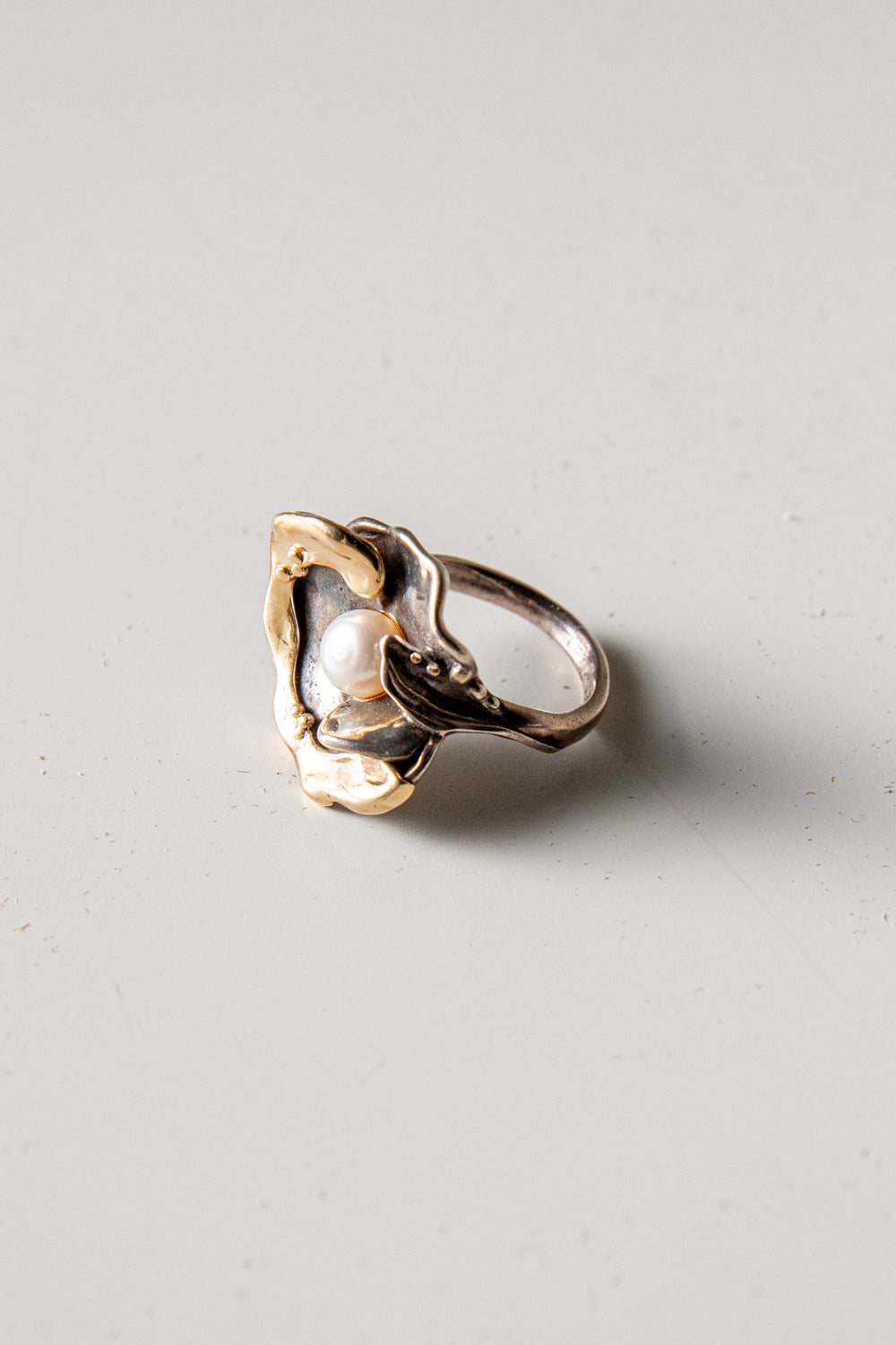 Sterling + Gold Organic Pearl Ring