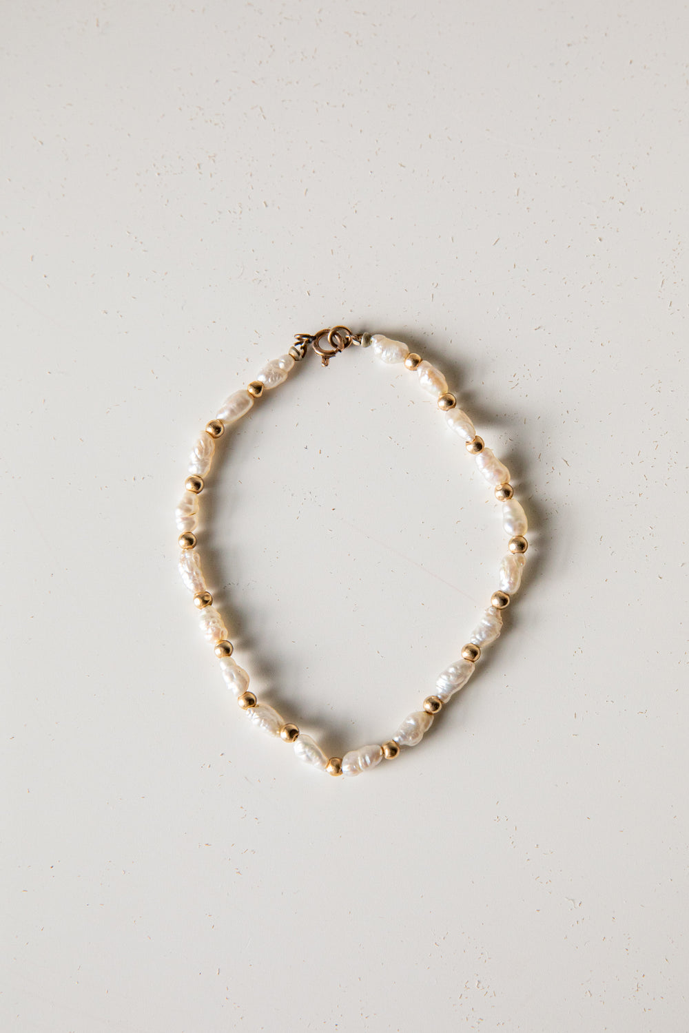 Pearl + Gold Beaded Bracelet