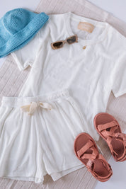 Milk Waffle Boyfriend Tee Set