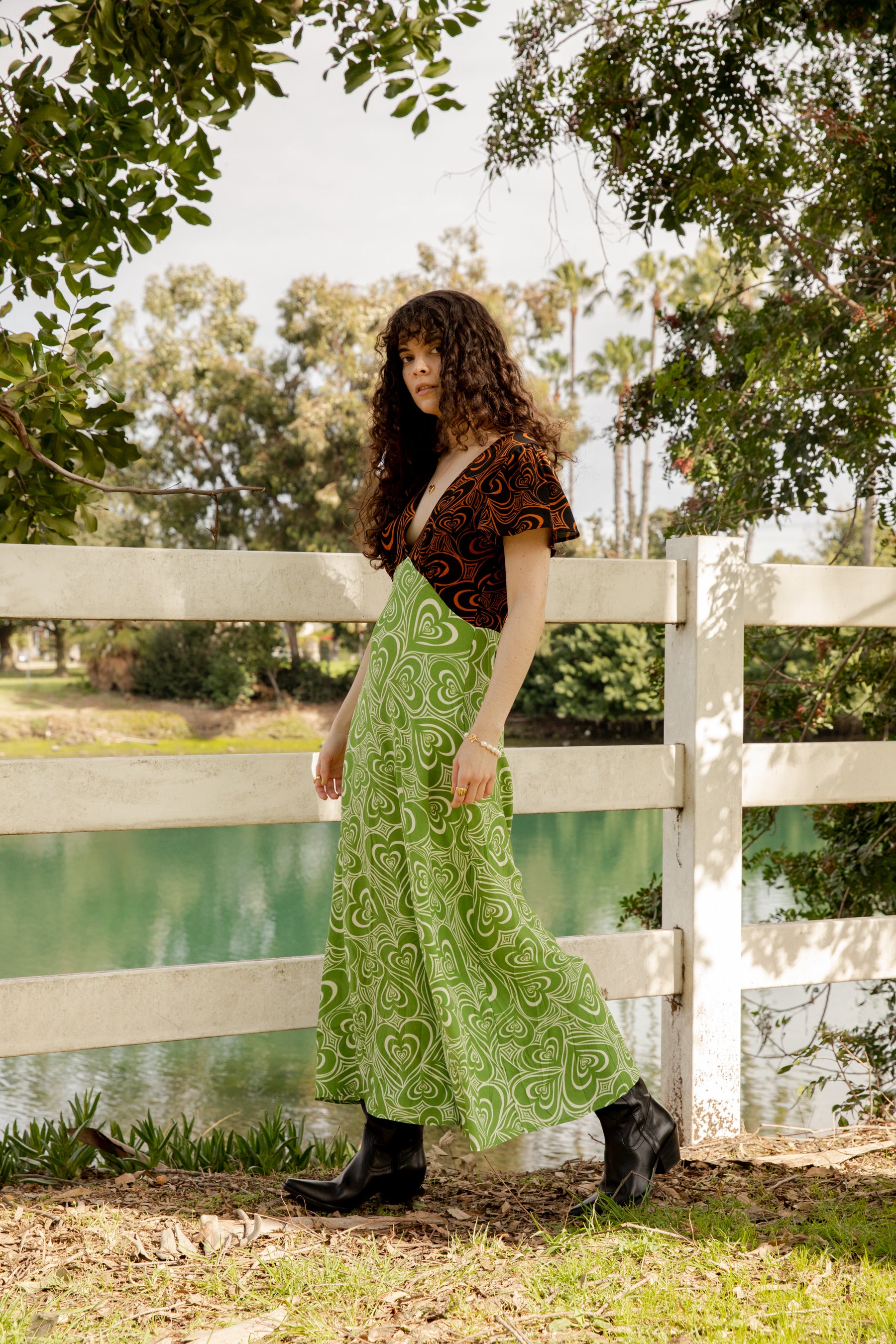 Brown+ Green Wild Hearts Grace Dress