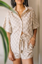 Beige Check Scout Shorts