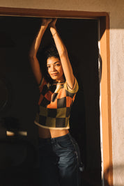 Papaya Checkerboard Tee