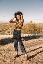 Papaya Checkerboard Tee