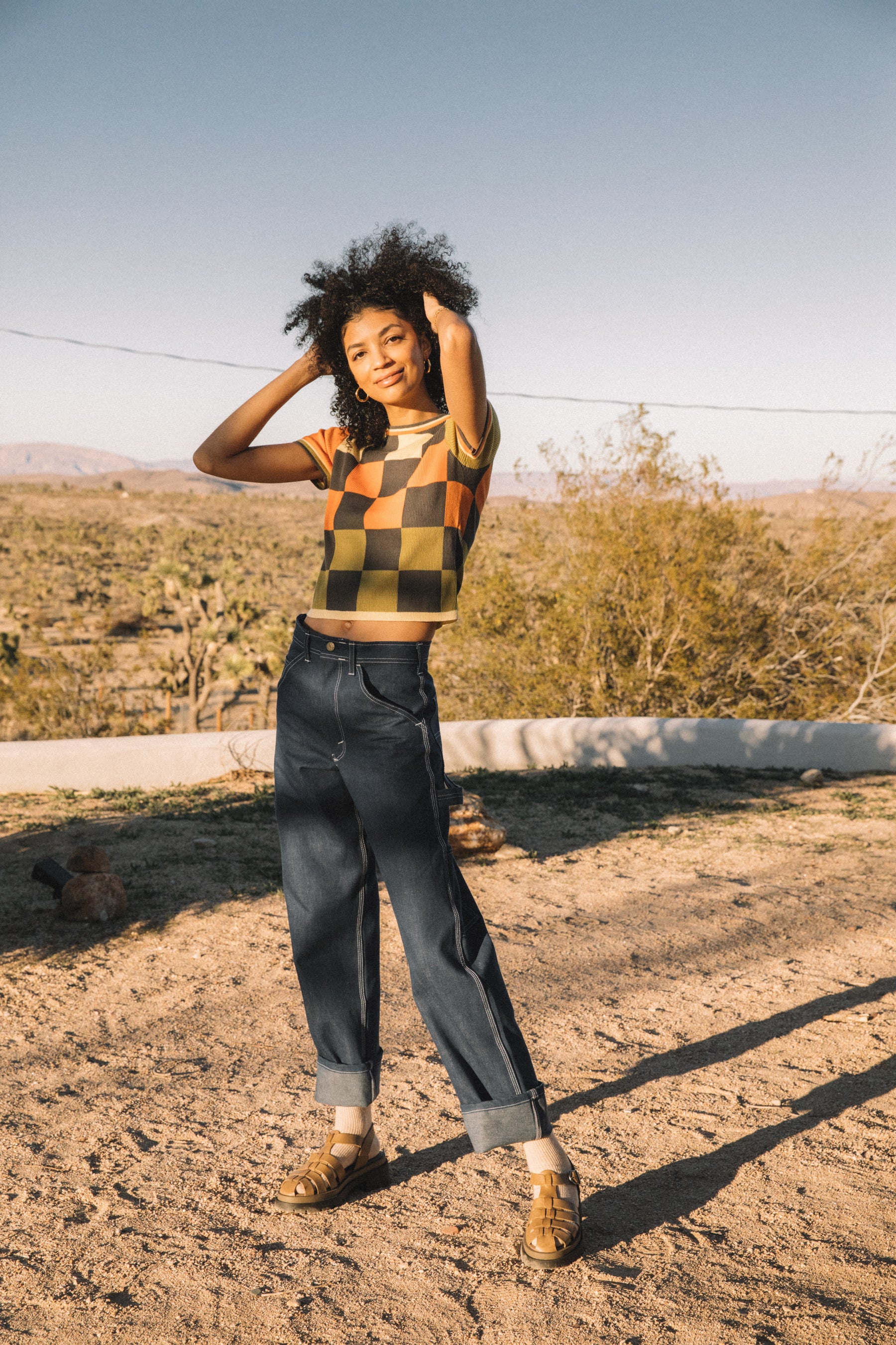 Papaya Checkerboard Tee