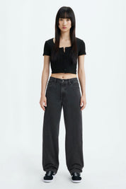 Black Stonewash Baggy Dad Jean