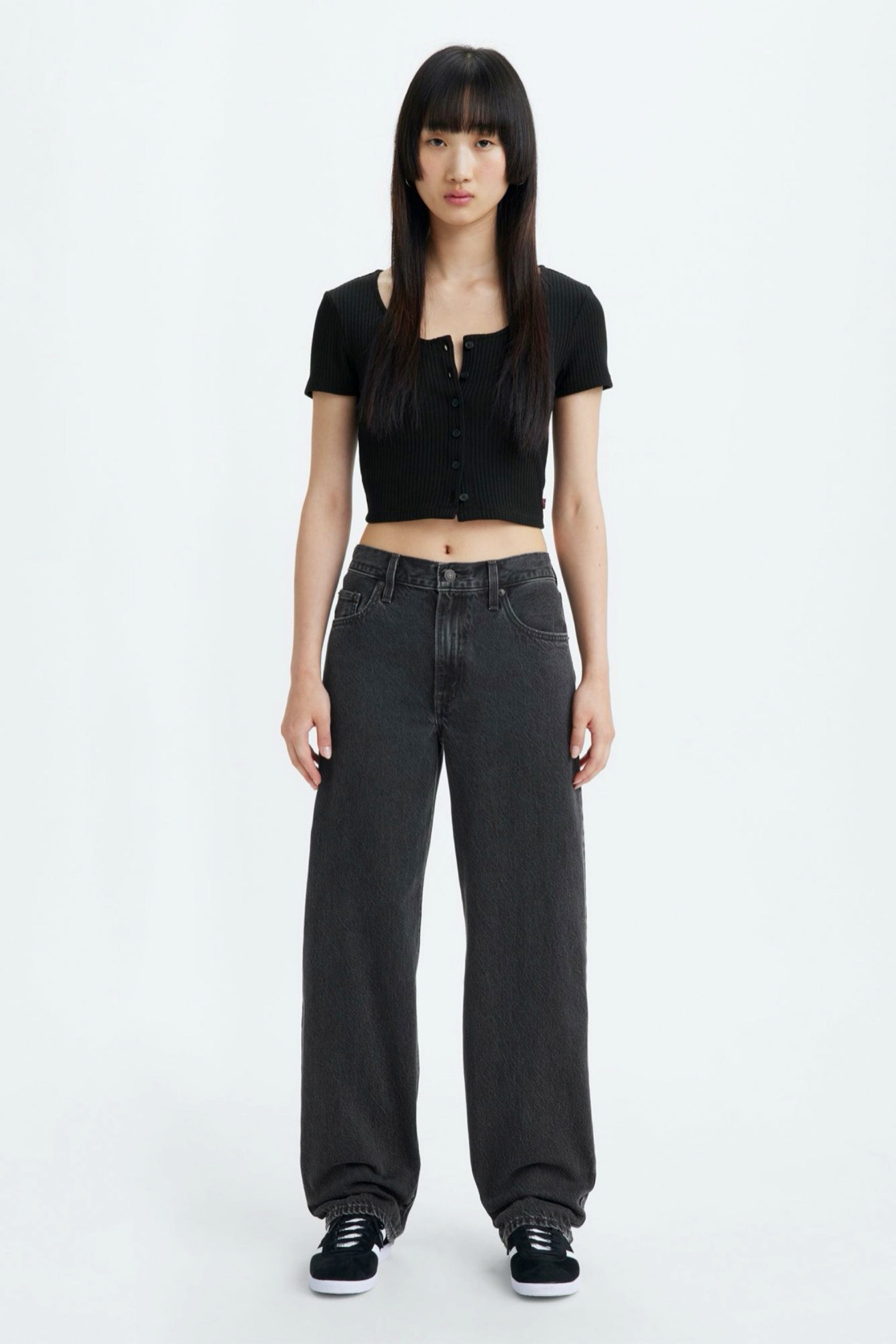 Black Stonewash Baggy Dad Jean