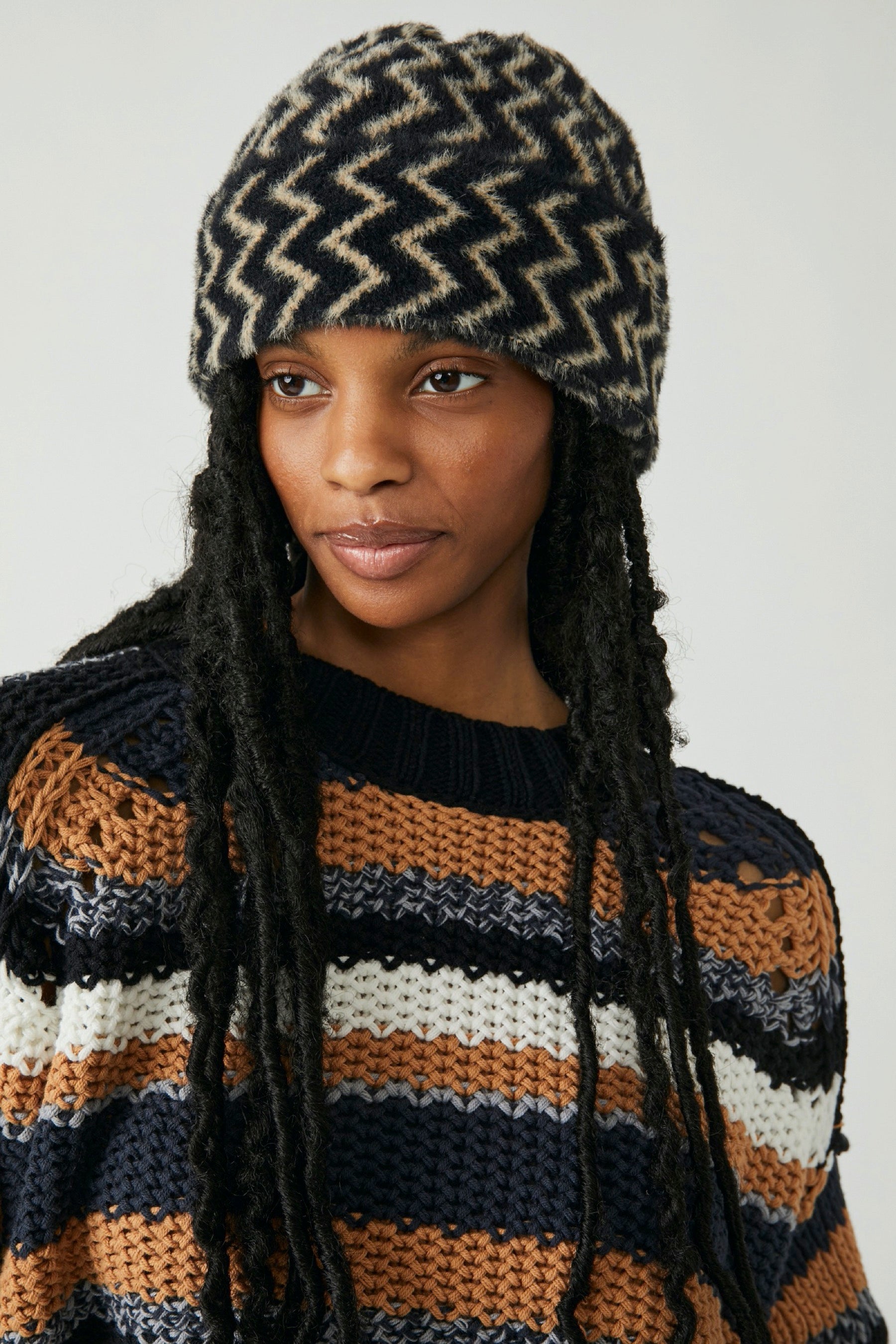 Black Ziggy Fuzzy Beanie