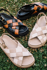 Black + Tan Scacchi Sandal