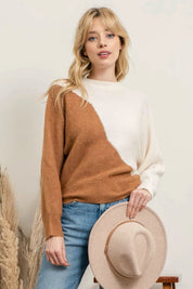 Camel + Ivory Wavy Sweater