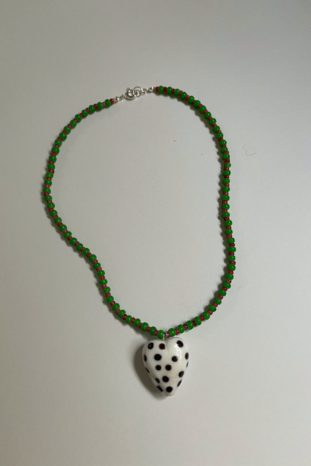 Green Polka Heart Necklace