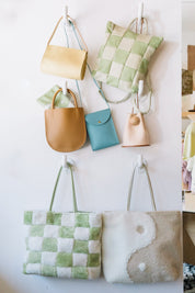 X Prism Avocado + Cream Checkered Patchwork Backpack