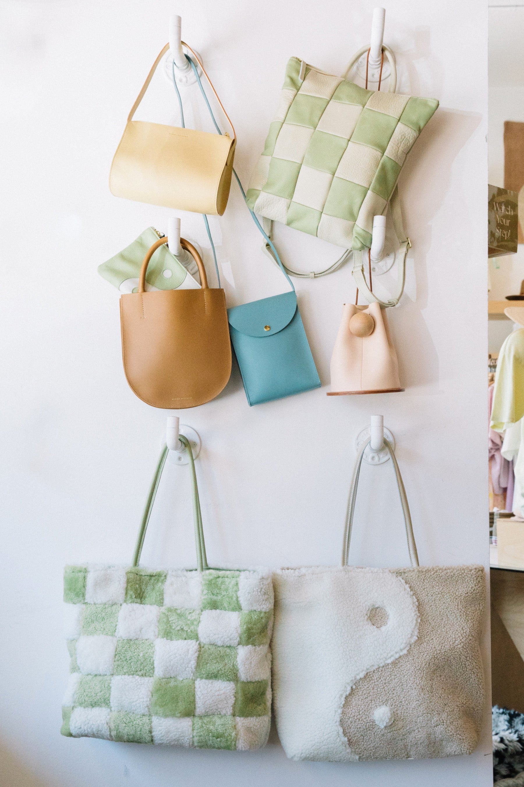 X Prism Avocado + Cream Checkered Patchwork Backpack