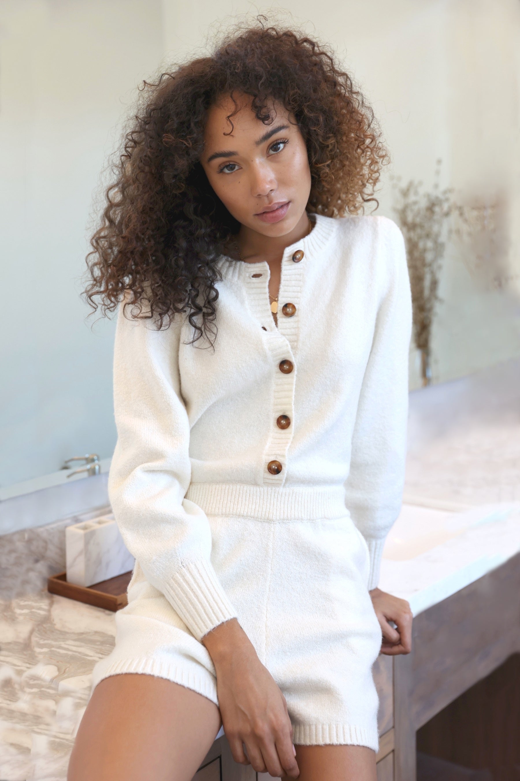 Cream Ellina Knit Romper