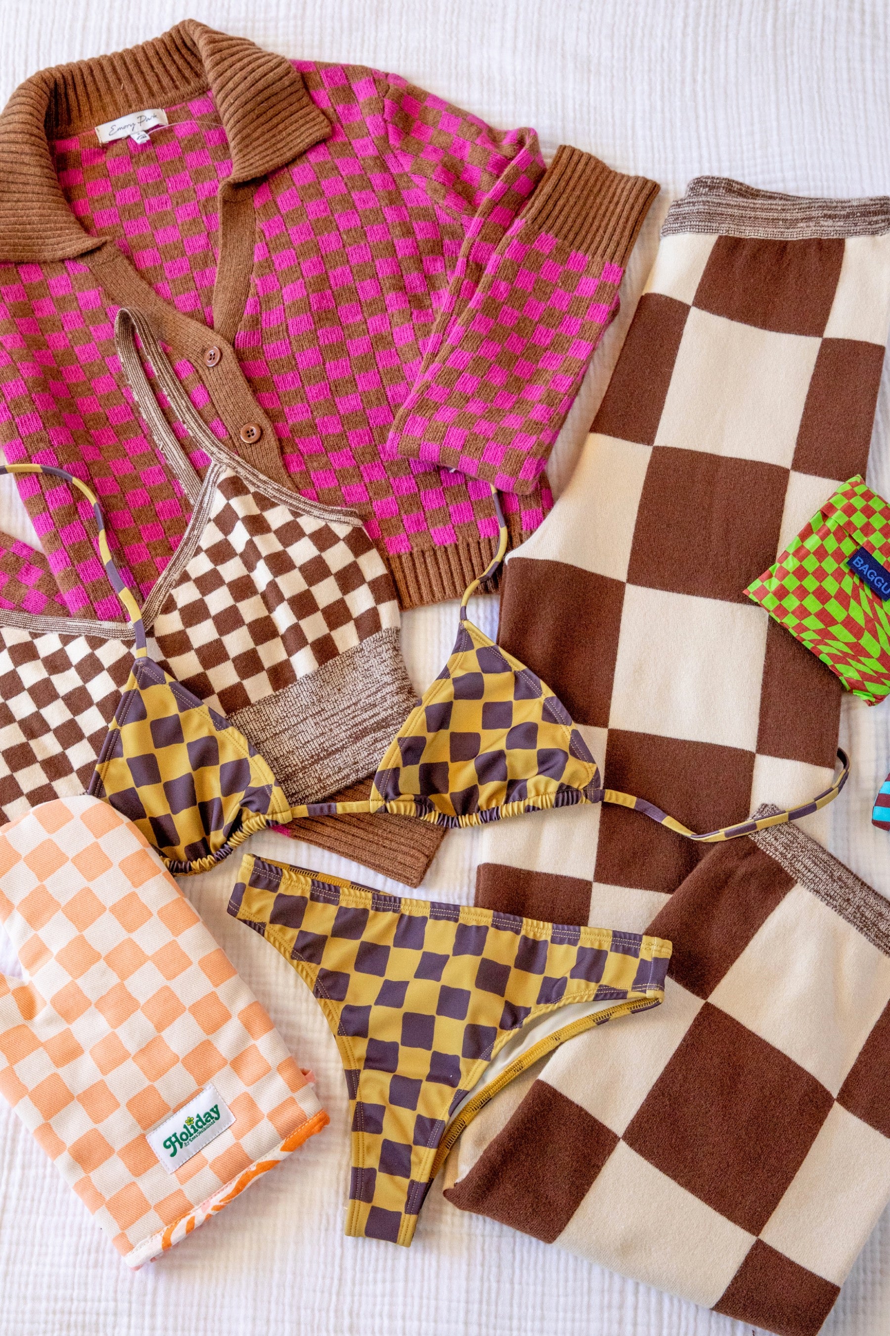 Magenta Chess Check Cardigan